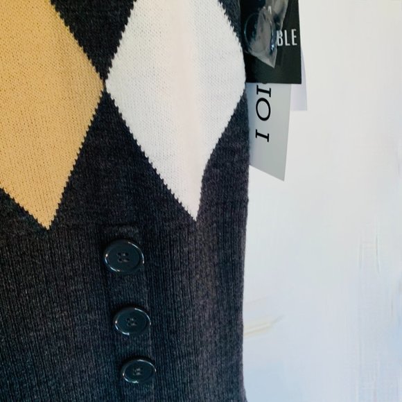 Studio I...Charcoal Grey, Tan, White Cowl Neck Dress...Size M - Picture 5 of 5